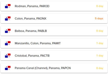 Tabla de tiempos de espera por la congestión derivada de la sequía en el Canal de Panamá